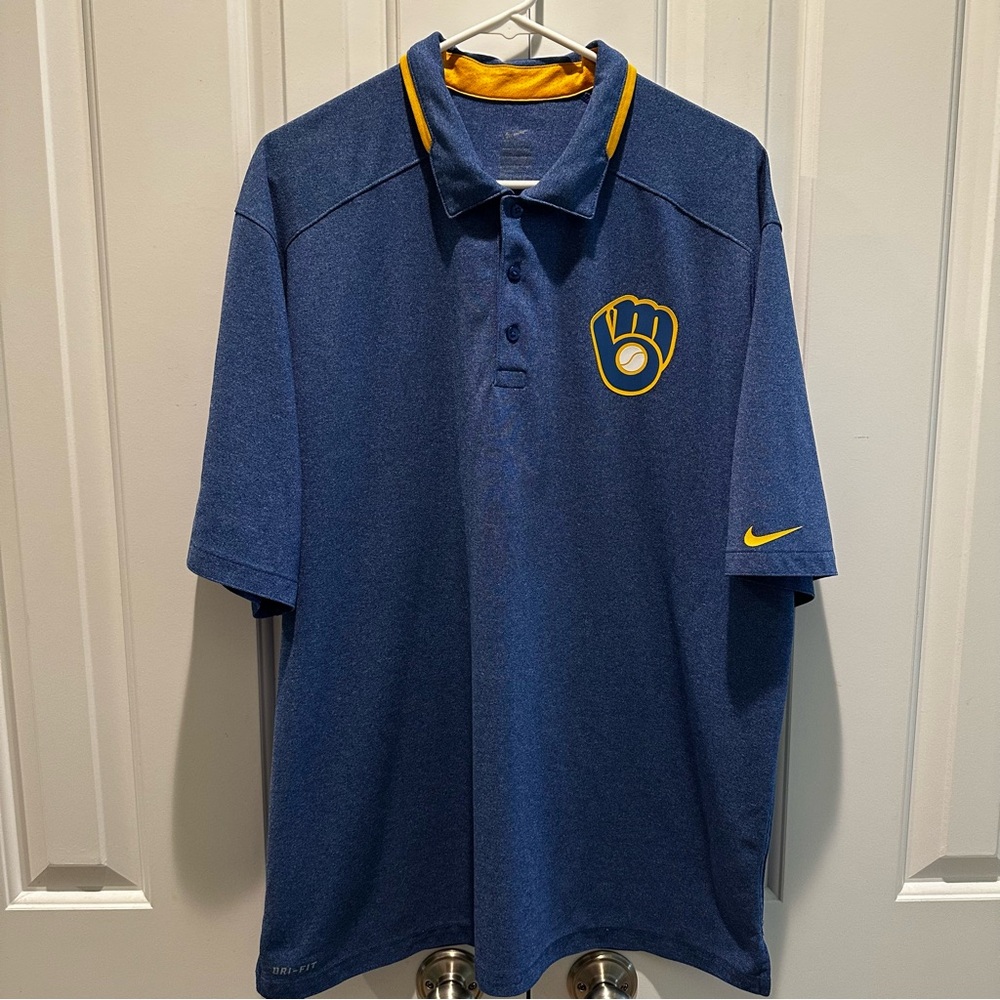 Nike Men’s Dri-Fit MLB Brewers Golf Polo Shirt XXL